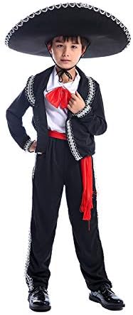 Kids Boys Mexican Mariachi Costume Sombrero Children Mexican Amigo Senor Costume Cosplay Halloween Outfit - Al Ghani Stores