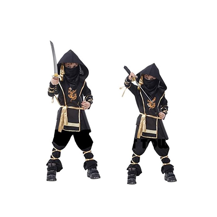 Kids Costume Boy's Ninja Cosplay Costume, Black, 7-Pieces - Al Ghani Stores