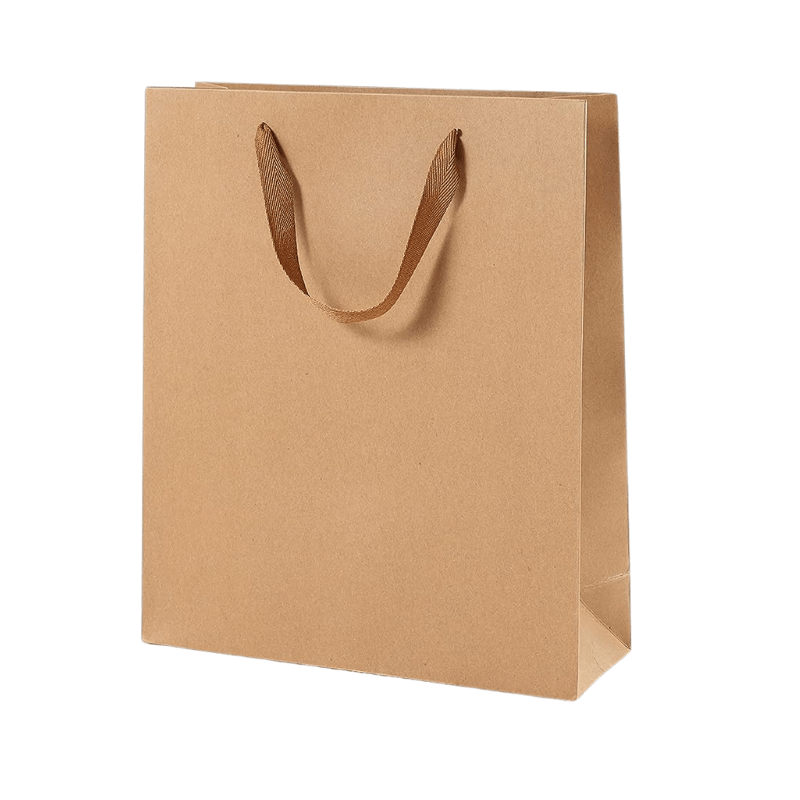 Kraft Paper Bags Hard Paper with Ribbon Handle - Al Ghani Stores