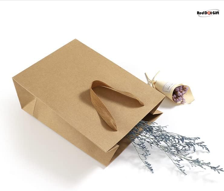 Kraft Paper Bags Hard Paper with Ribbon Handle - Al Ghani Stores