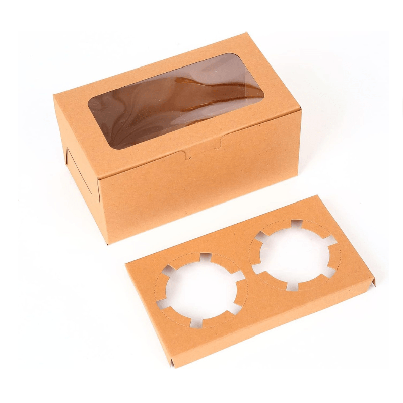 Kraft Paper Cupcake Box with 2 Cavities - Al Ghani Stores