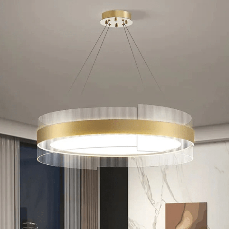 Living room stainless steel LED round chandeliers bedroom acrylic pendant lights - Al Ghani Stores