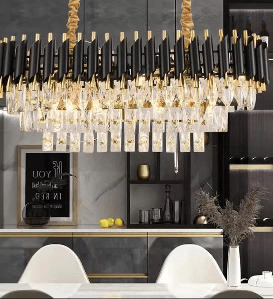 Luxury Chandelier Modern Hanging Oval Pendant Light Crystal Black Lamp LED Chandelier - Al Ghani Stores