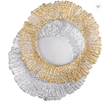 Luxury Glass charger plate big round Flower Style Charger Plate - Al Ghani Stores