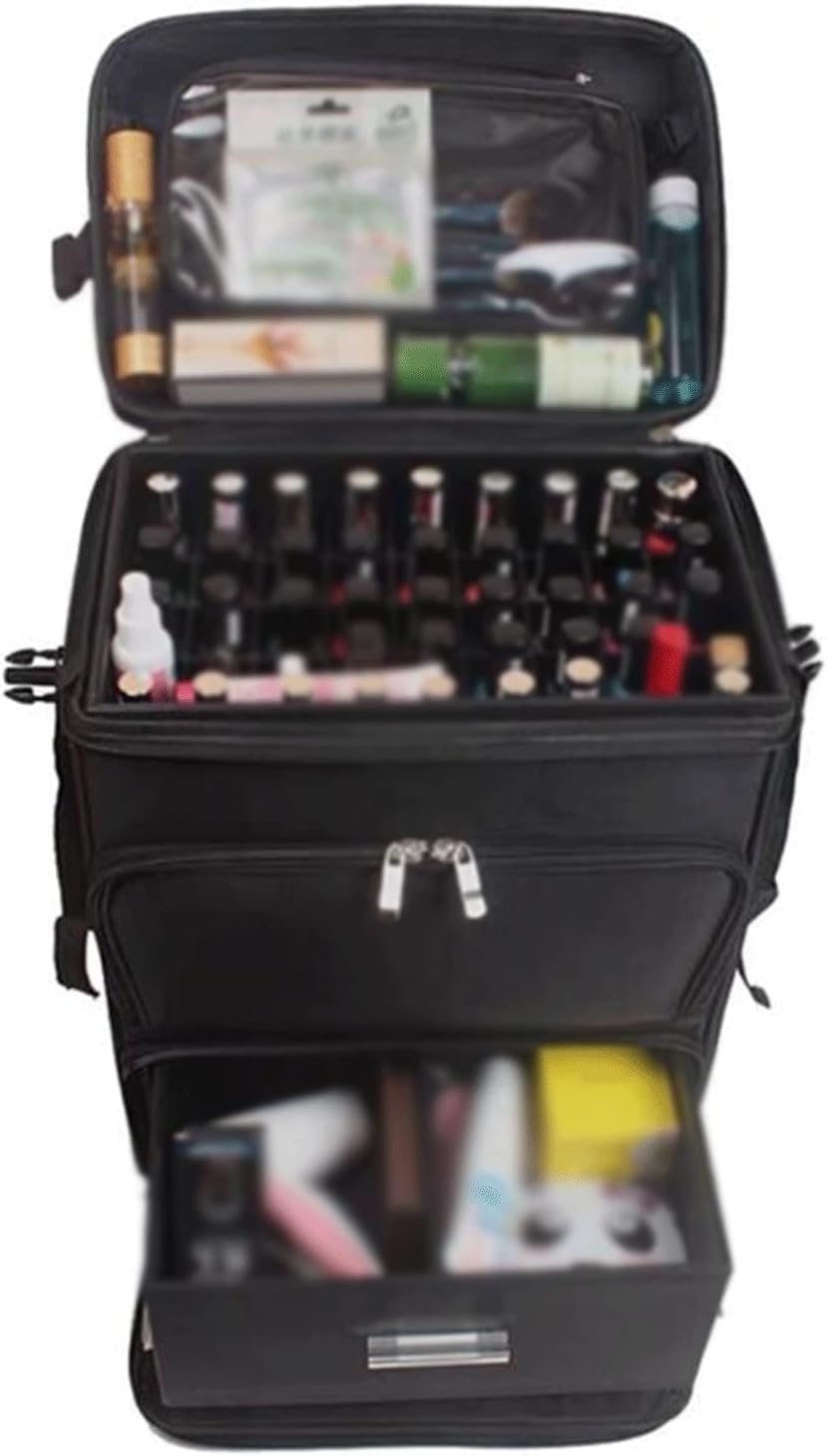 Makeup bag Women Nail Cosmetic Bag Beauty Suitcase Black - Al Ghani Stores