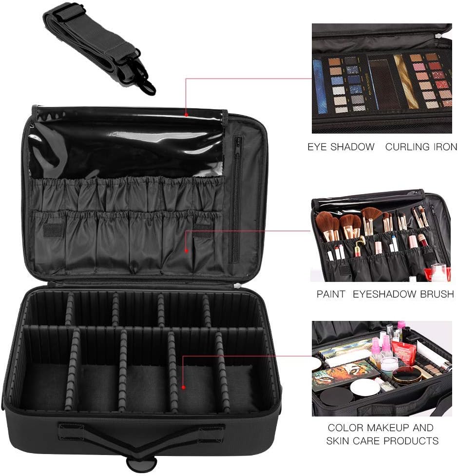 Makeup Box Organizer Bag 3 Layers Large Capacity Travel Professional Makeup - Al Ghani Stores