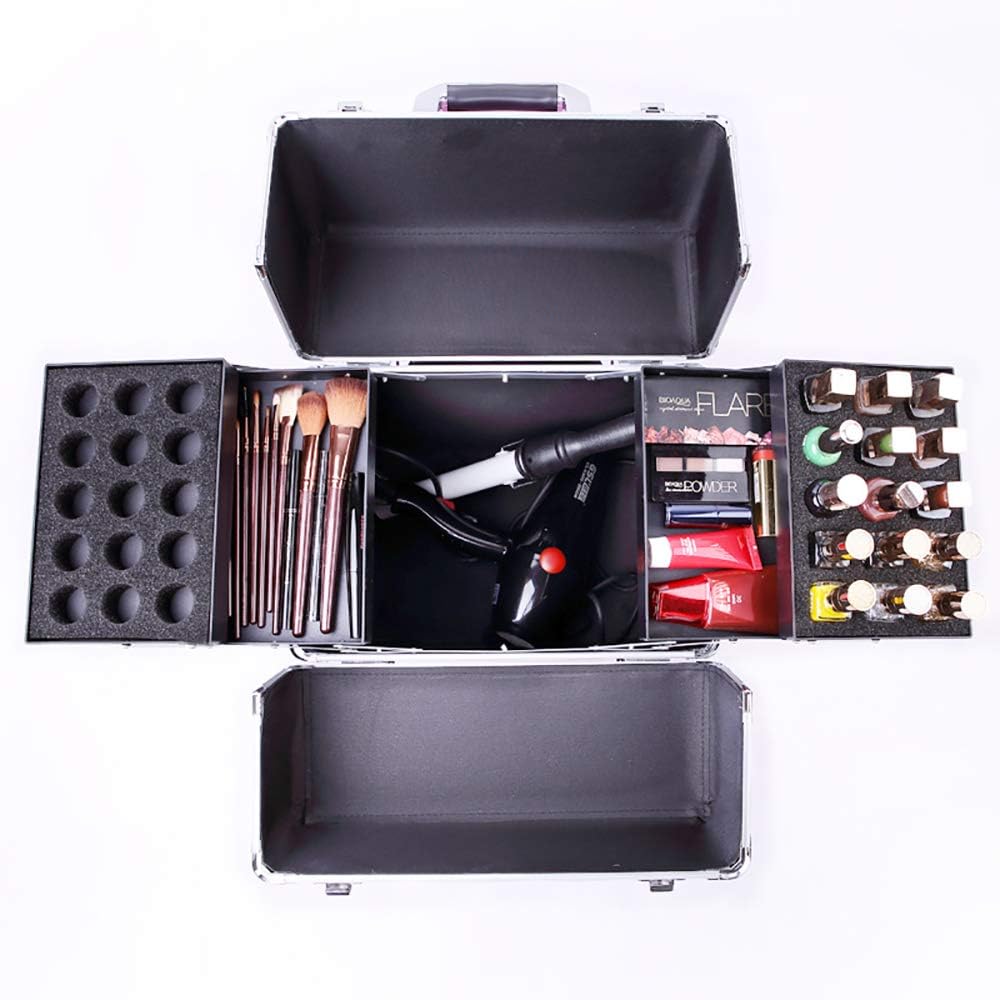 Makeup Trolley Case Aluminum Makeup Organizer Jewelry Cosmetic Box - Al Ghani Stores