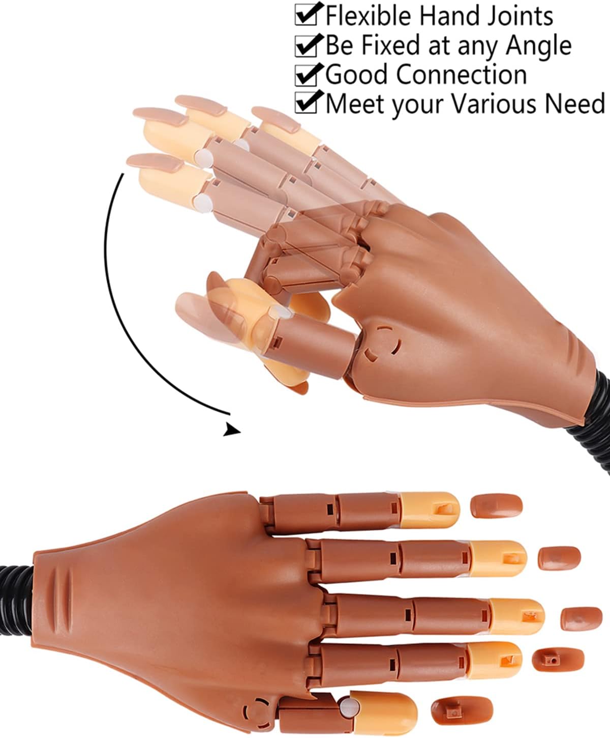 Mcrine Flexible False Hand for Nail Manicure with Fake Professional Nails - Al Ghani Stores