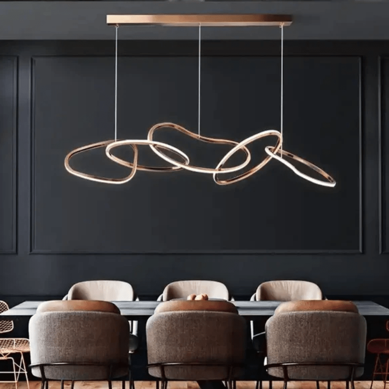 Minimalist restaurant led chandelier post-modern luxury hanging lamp simple bar counter stainless steel ring chandelier lighting - Al Ghani Stores