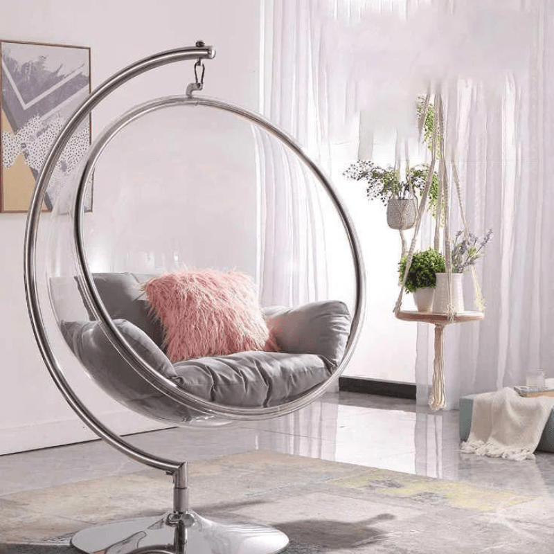 Modern Bubble Silver Chrome Swing Chair - Al Ghani Stores