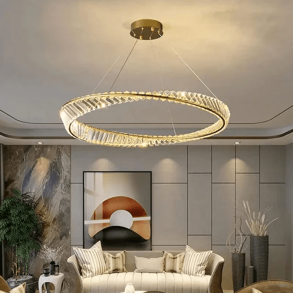 Modern Crystal Chandelier for Living Room Décor Modern Italian Design Ring Cristal Luster Dining Chandelier Indoor Lighting - Al Ghani Stores