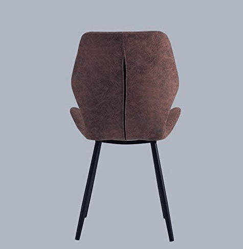 Modern Design Dining Chair Brown Leather Seat Black Metal Base Chair for Dining Room - Al Ghani Stores