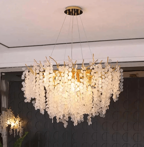 Modern Metal Glass Piece Dining Living Room Hotel Villa Luxury Chandeliers Pendant Lights Chandelier - Al Ghani Stores