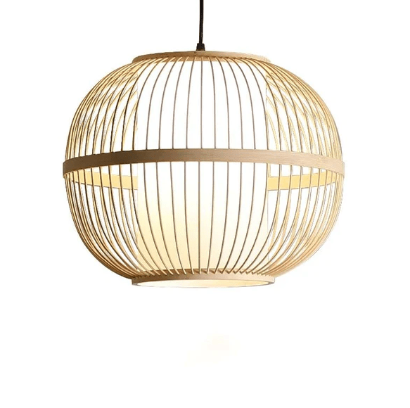 Modern Round Hollow Bamboo Pendant Lamps Interior Decoration chandeliers - Al Ghani Stores