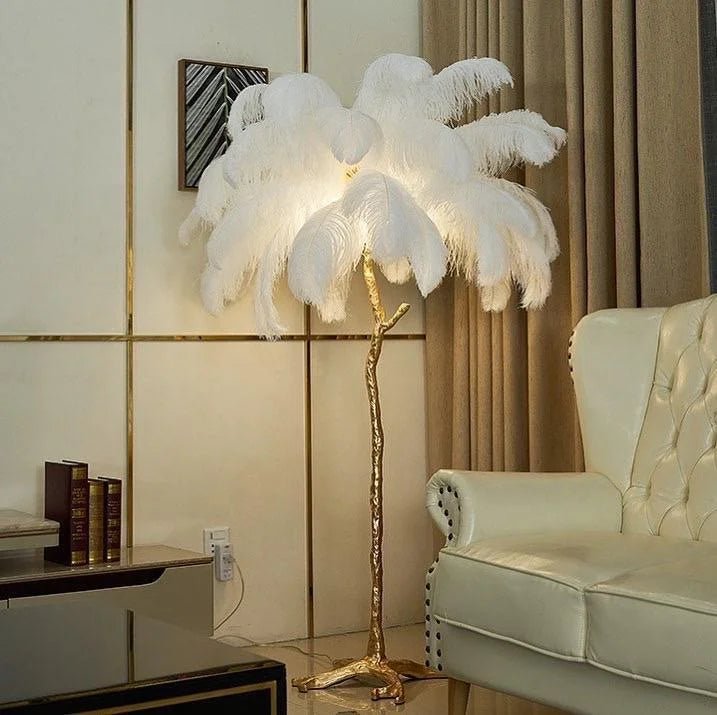 Natural Feather Tree floor lamp stand - Al Ghani Stores