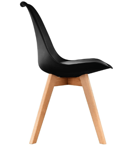 Natural Wood Legs Lounge Plastic Arm Chair for Living Bedroom Waiting Room Black - Al Ghani Stores