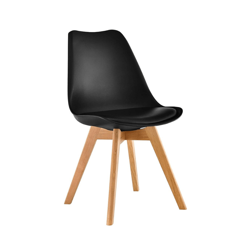 Natural Wood Legs Lounge Plastic Arm Chair for Living Bedroom Waiting Room Black - Al Ghani Stores