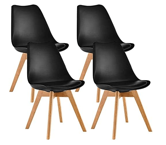 Natural Wood Legs Lounge Plastic Arm Chair for Living Bedroom Waiting Room Black - Al Ghani Stores