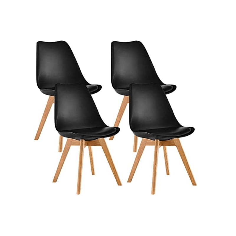 Natural Wood Legs Lounge Plastic Arm Chair for Living Bedroom Waiting Room Black - Al Ghani Stores