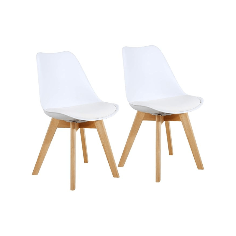 Natural Wood Legs Mid Century Modern Lounge Plastic Arm Chair for Living Pack of 2 - Al Ghani Stores