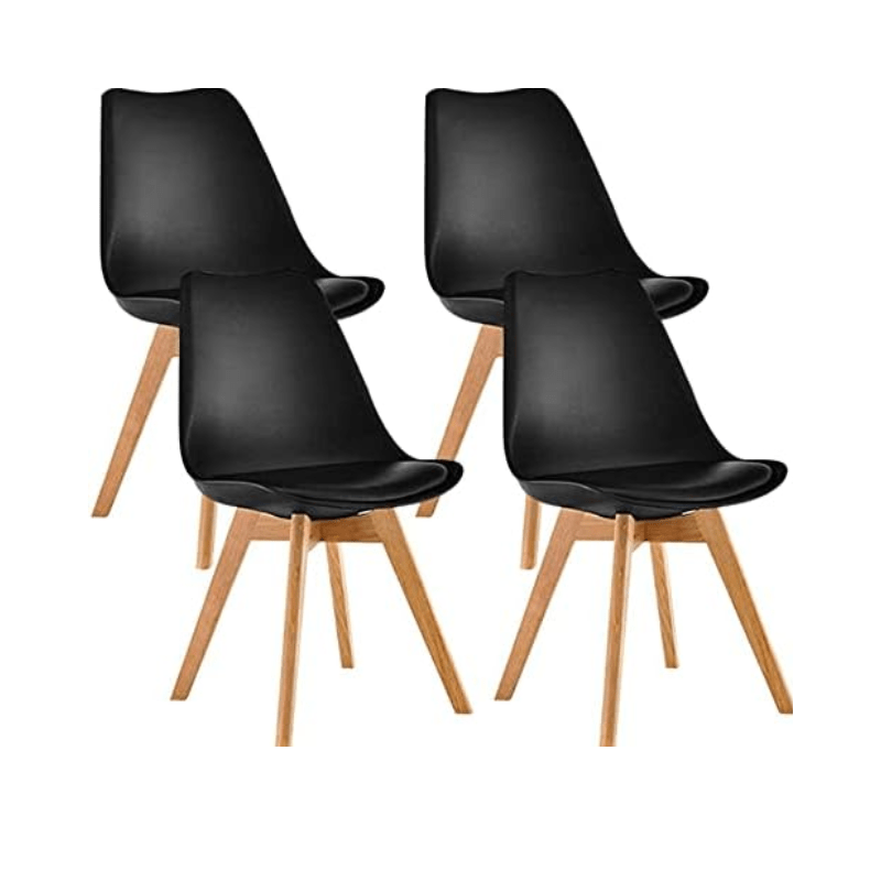 Natural Wood Legs Mid Century Modern Molded Shell Lounge Plastic BLACK - Al Ghani Stores