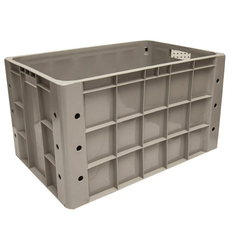 Plastic Storage Box Rectangular Shape Crates With Holes - Grey - Al Ghani Stores