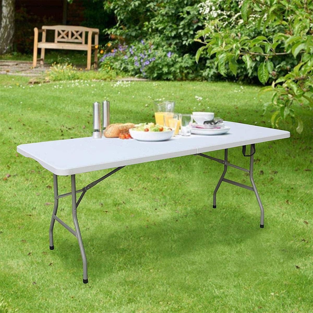Portable Classic Plastic Folding Table for Picnic Dining table,Camp Event,Plain Whit - Al Ghani Stores