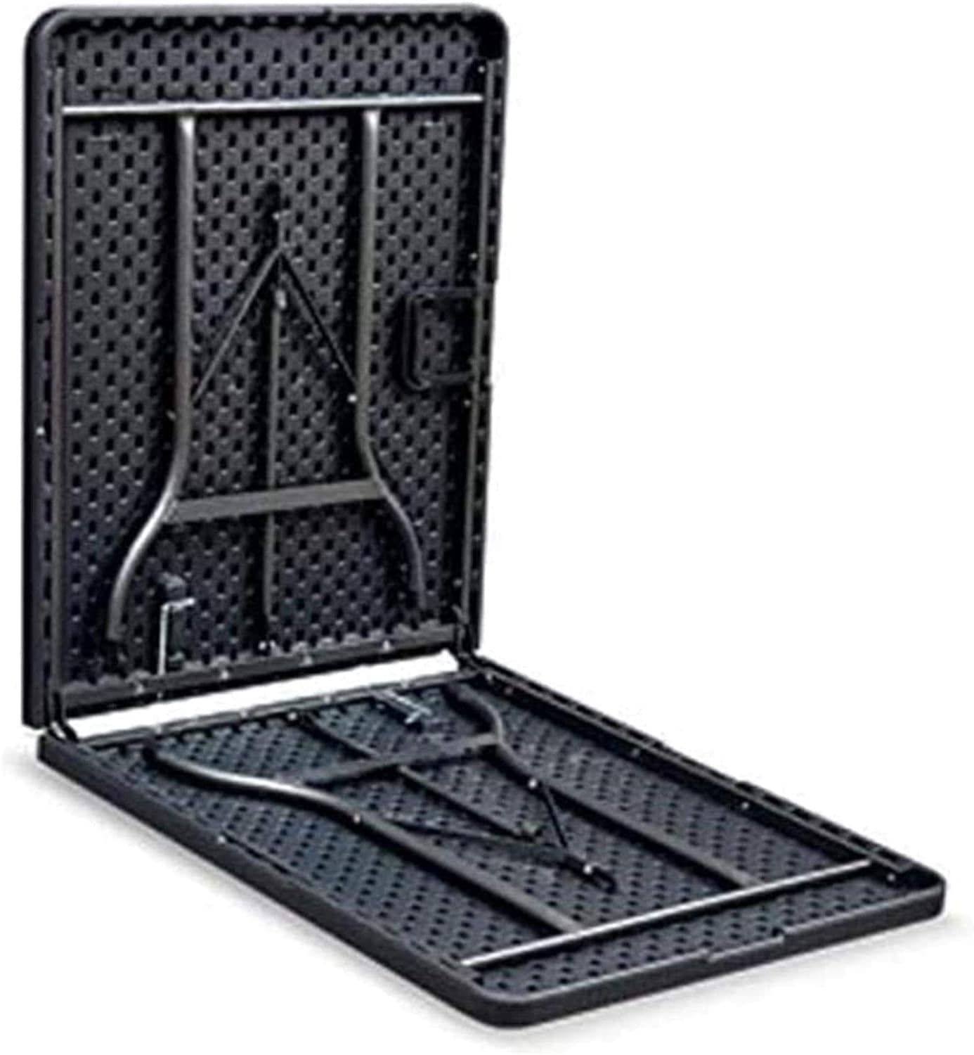 Portable Plastic Folding Table Black Wood design 75D x 75W x 75H cm 8-10 Person - Al Ghani Stores