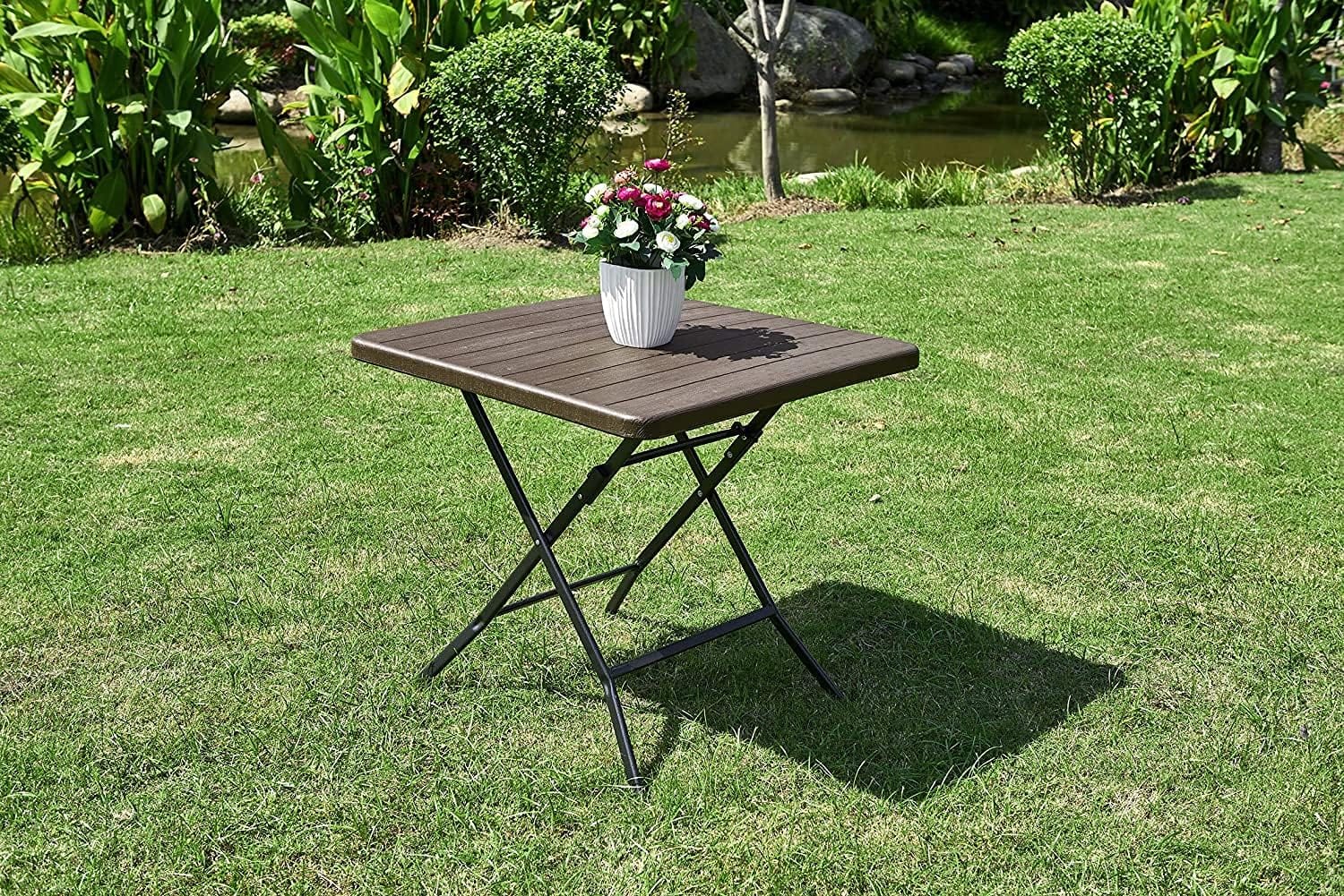 Portable Plastic Folding Table wood Design Party|Picnic|Garden for 2-4 person - Al Ghani Stores