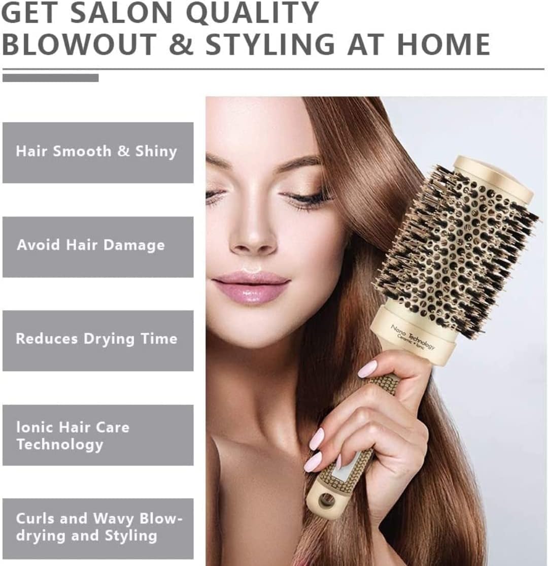 Round Brush Nano Thermal Ceramic & Ionic Tech Hair Brush - Al Ghani Stores