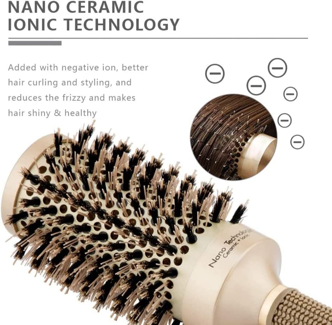 Round Brush Nano Thermal Ceramic & Ionic Tech Hair Brush - Al Ghani Stores