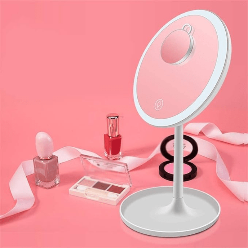 Round Folding Table Mirrors Girl Bedroom Beauty Mirror Led Makeup Mirror - Al Ghani Stores