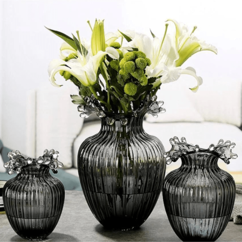 Royal Smokey luxurious Vase Set 3 PC Set - Al Ghani Stores