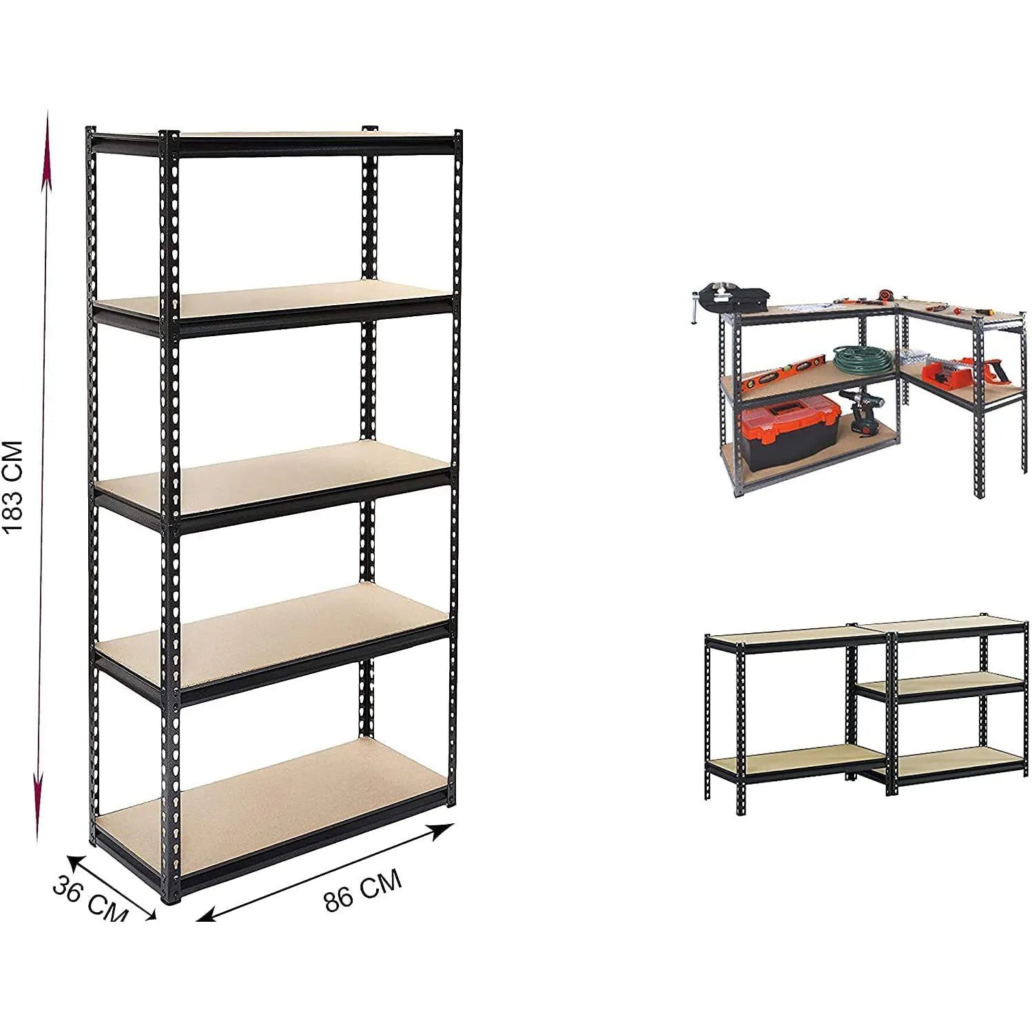 Shelf Rack Storage Metal Body 5 Rack Unit Size 86x36x183cm - Al Ghani Stores