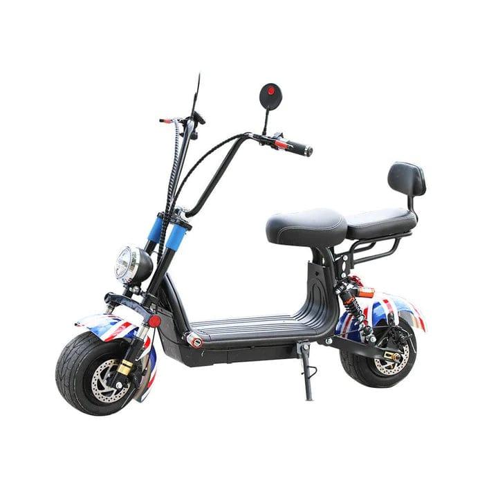 Small Harley two seat big tires high power two wheels adult electric scooter motorcycle UK Flag - Al Ghani Stores