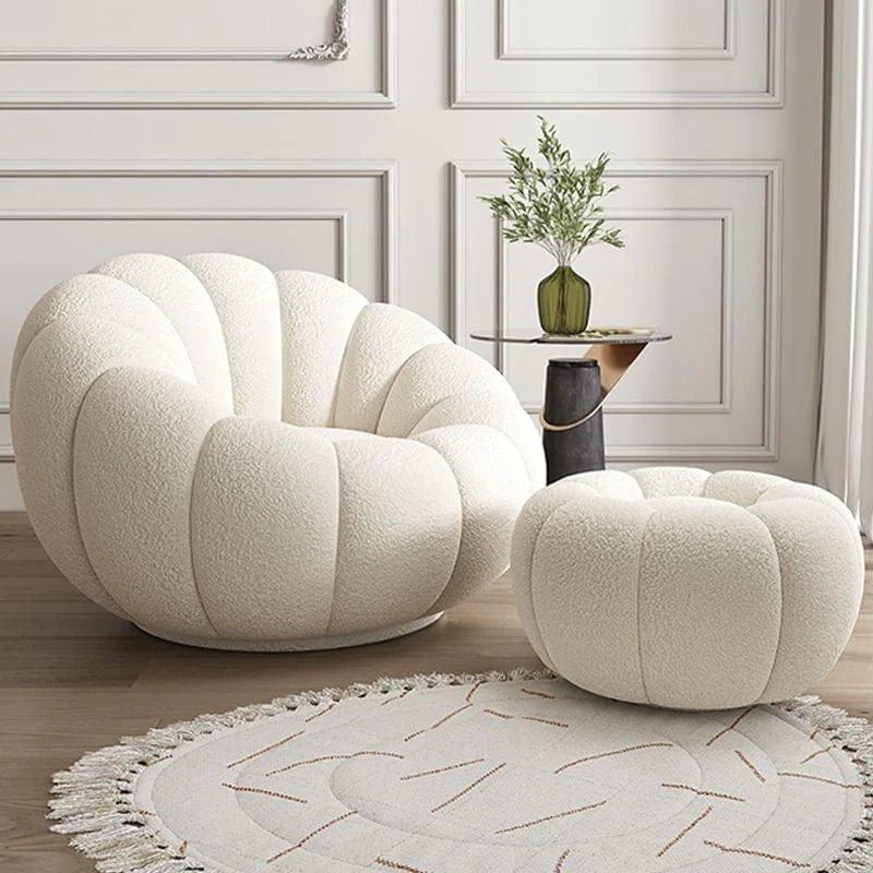 Sofa Pumpkin Chair Single Lamb Velvet White Bedroom Balcony Leisure Sofa Chair Home Furniture - Al Ghani Stores