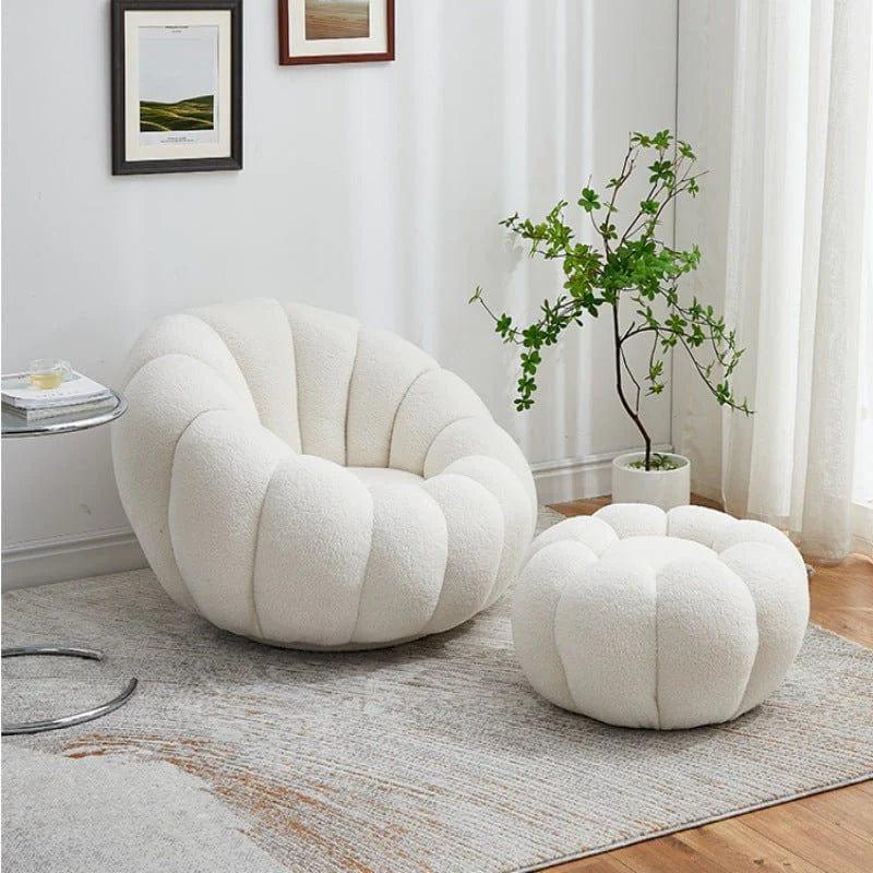 Sofa Pumpkin Chair Single Lamb Velvet White Bedroom Balcony Leisure Sofa Chair Home Furniture - Al Ghani Stores