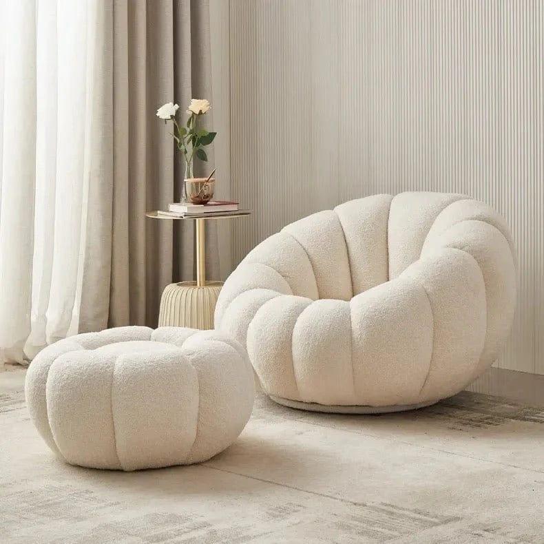 Sofa Pumpkin Chair Single Lamb Velvet White Bedroom Balcony Leisure Sofa Chair Home Furniture - Al Ghani Stores