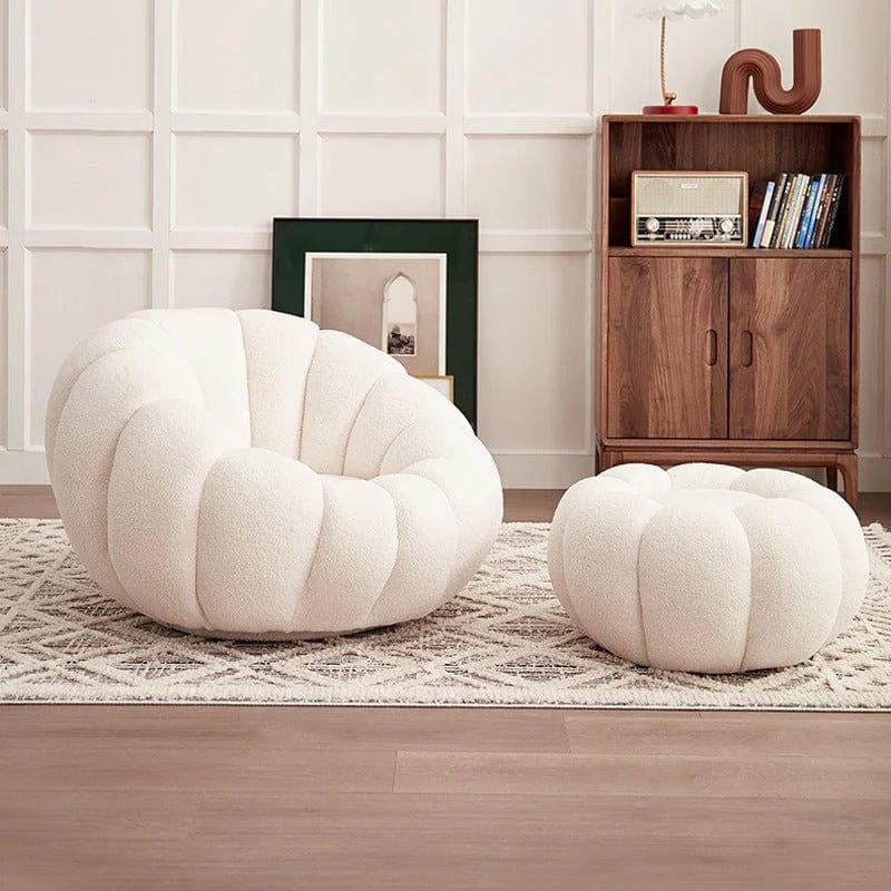 Sofa Pumpkin Chair Single Lamb Velvet White Bedroom Balcony Leisure Sofa Chair Home Furniture - Al Ghani Stores