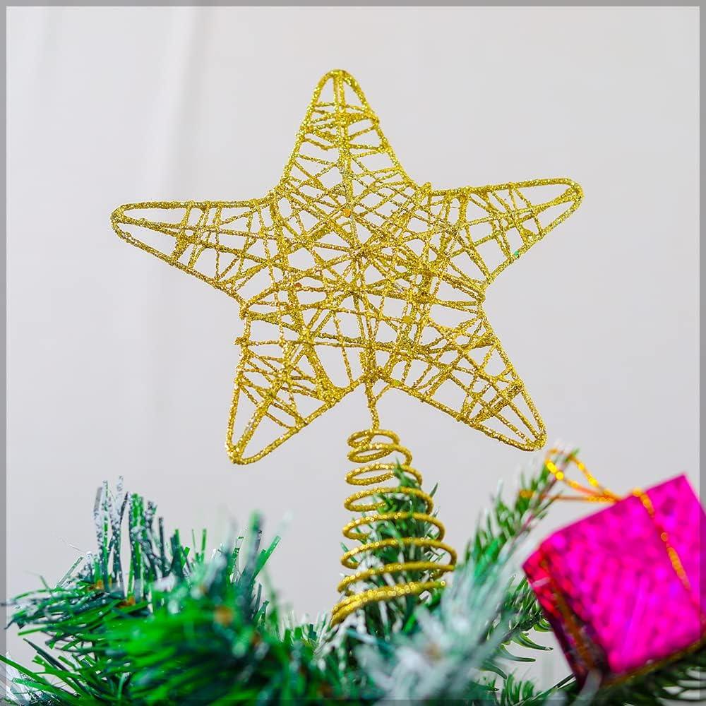 Topper Christmas Decoration Ornaments For Xmas Tree Ornaments Party And Xmas Decoration Gold Star Tree Toper Christmas Decoration Pack of 2 - Al Ghani Stores