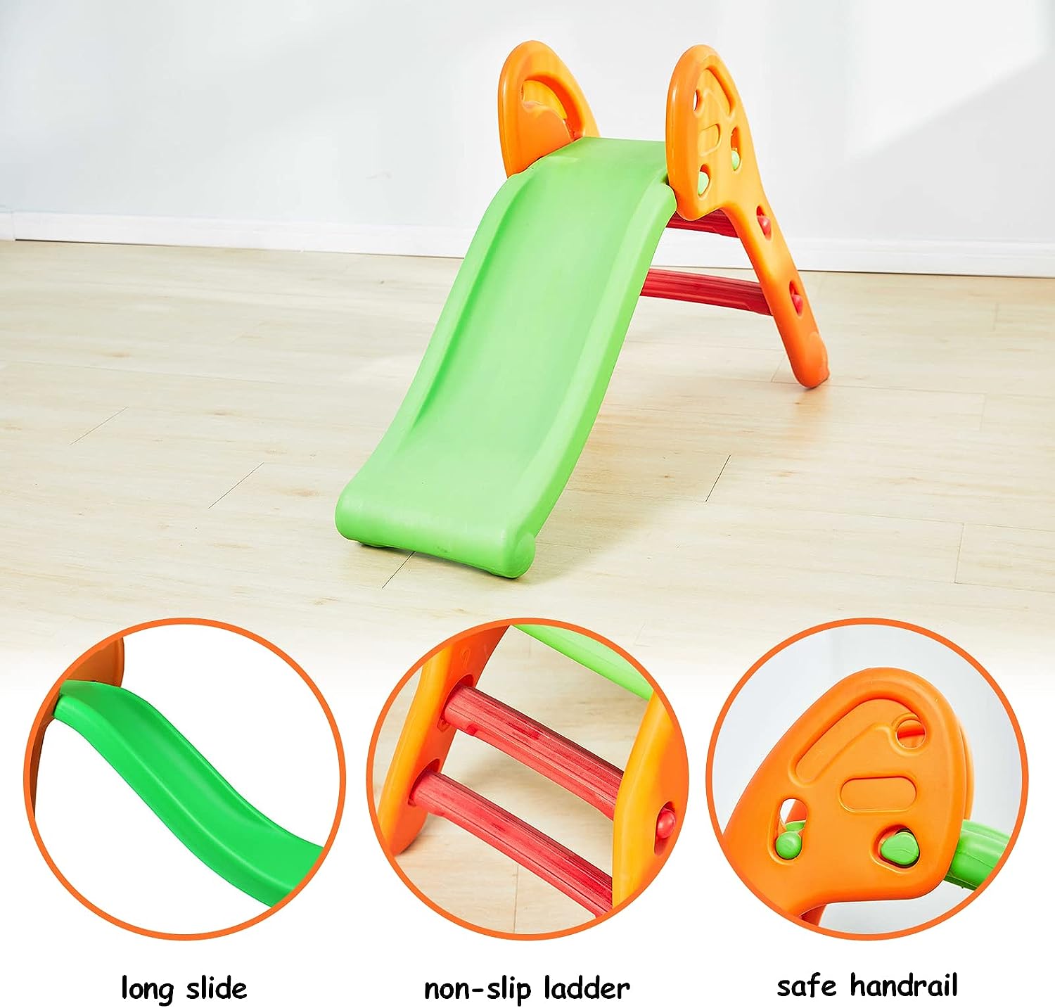 Toys Indoor&Outdoor Foldable Two Steps Slides for kids Orange & Green - Al Ghani Stores