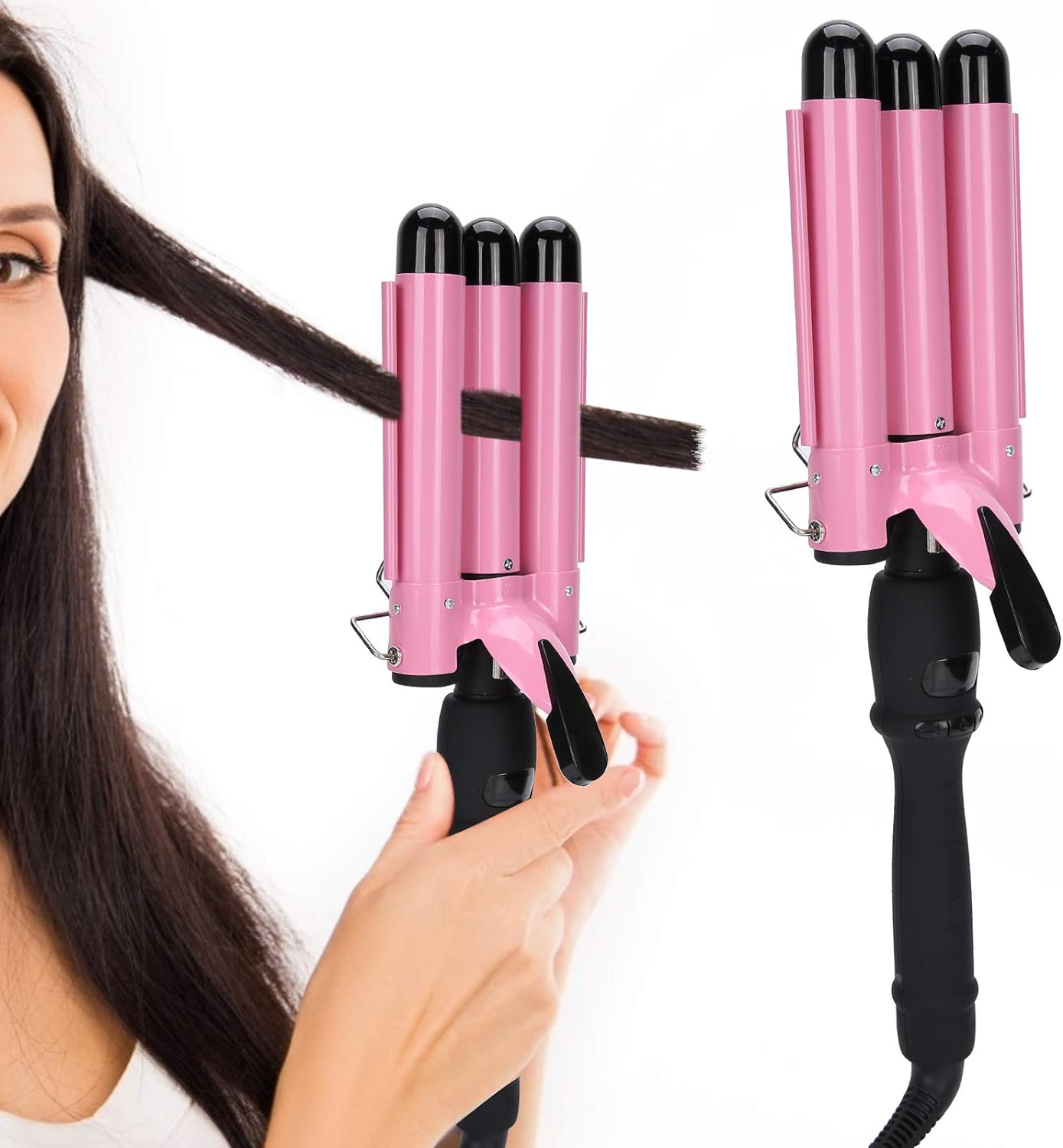 Triple Pipe Nano‑technology Curling Iron for Hair Hair Waver Hair Crimper - Al Ghani Stores