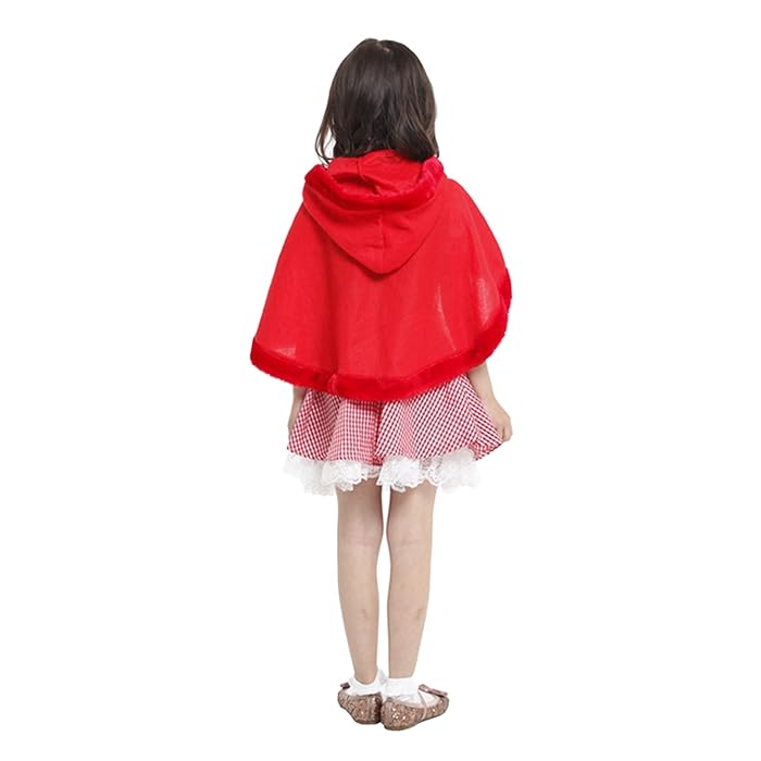 Two-piece red riding hood costume for girls is suitable for ages 3-8 cosplay (3-4 years) - Al Ghani Stores