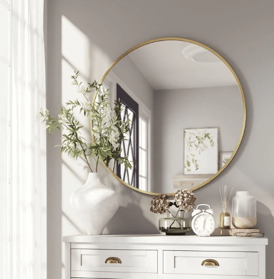 Wall Mirror Gold Round Wall Mirror for Living Room Washroom - Al Ghani Stores