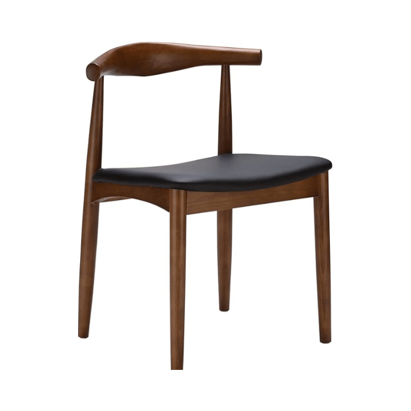 Wegner Style Elbow Solid Wood Chair with Pu Seat Dark brown - Al Ghani Stores