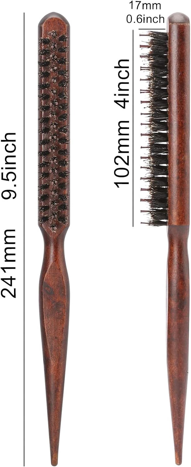 Wood Handle Hair Brush Natural Boar Fluffy Bristle Anti Loss Comb - Al Ghani Stores
